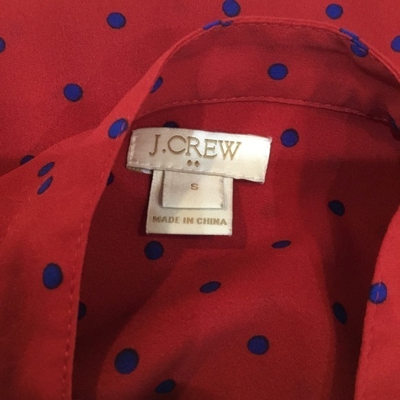 J.CREW Red With Blue Polka Dots Long Sleeve Top Size Small - Picture 4 of 5